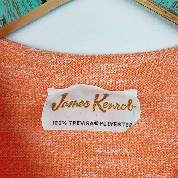 Vintage 1970's James Kenrob Women's 100% Trevira Polyester Peach Cardigan Sz 12 - Picture 5 of 8